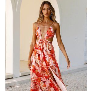 Summer Vacation Sexy Floral Maxi Dress with High Slit